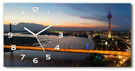 Tulup Horloge en Verre 60x30cm Silencieuse sur Pied Salon Design La Mur Impression Verre Sécurité Blanc - Düsseldorf, Allemagne