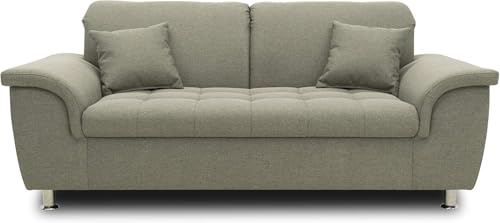DOMO. collection Sofa Franzi, 2-Sitzer Couch, 2er Garnitur mit Nackenfunktion, Polstergarnitur 190 x 105 x 81 cm (BxTxH), grau-braun | 2 Sitzer mit Nackenfunktion und Steppung, breite Armlehnen für Wohnkomfort, 190 x 105 x 81 cm (BxTxH)