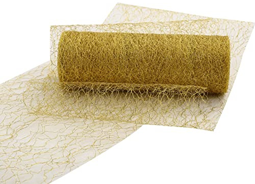 Tischläuferrolle für Weihnachten und Hochzeit - Papiertischband in Gold und Silber - Vlies DEK (Gold, 15 x 900 cm)