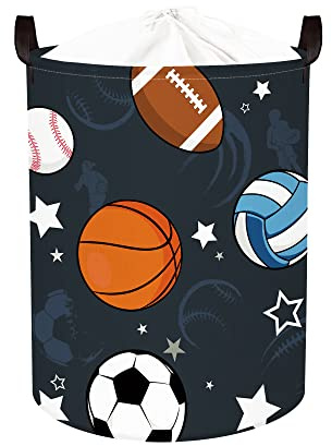 Clastyle 45L Sport Ball Wäschekorb Kinder Junge Rund Aufbewahrungskorb für Kleidung Spielzeug im Schlafzimmer, 36x45 cm