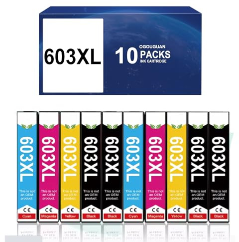 Caidi Kompatible Tintenpatrone für Epson 603 XL 603XL Tinte für XP-2100 XP-2105 XP-2150 XP-2155 XP-3100 XP-3150 XP-3155 XP-4100 XP-4150 XP-4155 WF-2810 WF-2820 WF-2833 0 WF-28. 40 WF-2850 (10 Pack)