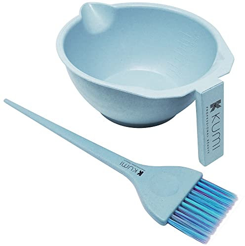 Kumi Professional Wheat Eco-Friendly Blue 2 Piece Tint Set - Tint Bowl and Brush Kit for Professional or Home Use
