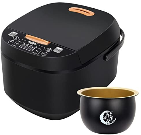 NIBHZ Cuociriso, cuociriso da 5 Litri, cuociriso Portatile, cuociriso, Multi-fornello per Riso Integrale, Riso Bianco, Quinoa,Black A