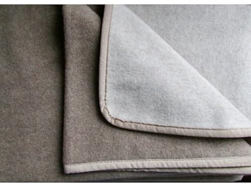 Alpenwolle Babydecke Kaschmirplaid kleine Wolldecke mit Band - 20% Kaschmirwolle, 80% Merinowolle - Verschiedene Größen (beige/Mocca, 70x100cm)