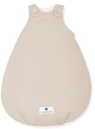 Julius Zöllner Babyschlafsack gefüttert Musselin 2,5 TOG Gr. 68/74 | 100% Baumwollmusselin | Oeko-TEX Standard 100 | Sand