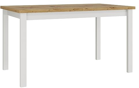 Mirjan24 Tisch für Esszimmer Awrolt II, Rechteckiger Esstisch, Ausziehbarer Tisch für Küche, L:140-180 x H:78 x B:80 cm, Küchentisch, Esszimmertisch, Praktischer Ausziehtisch (Artisan Eiche/Weiß)