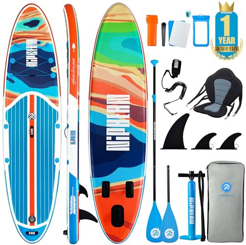 Niphean Stand up Paddling Board mit Sitz und Allem Zubehör, 320cm Paddleboard für Aller Fähigkeitsniveaus, SUP Board 200kg Tragkraft für 2 Personen, Standup Paddle Board for Adults