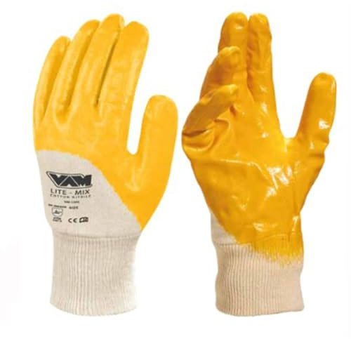 Generico GUANTI DA LAVORO LITE MIX COTONE SPALMATO IN NITRILE GIALLO 12 PAIA L-XXL MED (L)