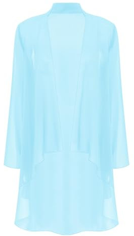 TTAO Damen Chiffon Schal asymetrisches Festlich Oberteil Jacke Mantel für Kleider in verschiedenen Farben zu Abendkleid Cocktailkleid Hellblau L