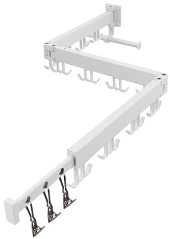 RFOUO Étendoir à vêtements mural avec fonctions pliables (trois volets), économiseur d'espace, étendoir mural pour linge, balcon, salle de bain (blanc)