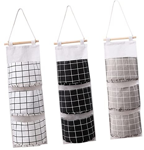 TINEASUR 3piezas Organizador Colgante De Pared con Bolsillos para Dormitorio Baño Cocina Bolsas De Almacenamiento Multifuncionales y Ahorradoras De Espacio con Diseño Sencillo y Resistente