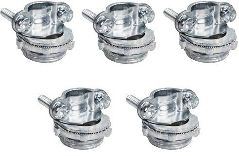 Runseaway 5PCS 1/2 Zinc Cable Connectors, Squeeze Clamp Type Conduit Fittings for Non-Metallic (NM) Sheathed Cables, Easy Installation, Secure Connection