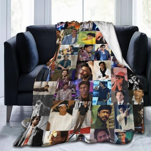NdxQWtU Shah Rukh Khan Collage-Decke, weiche, warme Fleecedecke für Sofa, Büro, Auto, Camping, Yoga, Reisen, Überwurfdecken, 203,2 x 152,4 cm