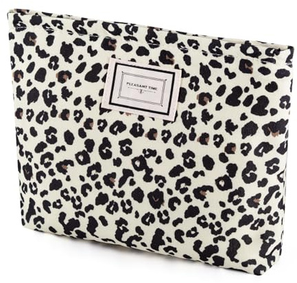 Trousse de Maquillage Léopard,Cosmétiques en Toile,Trousse de Toilette Portable Voyage pour Femme,Multi-Fonctionnelle Sac à Cosmétiques à Glissière pour Les Cosmétiques Les Cartes de Changement