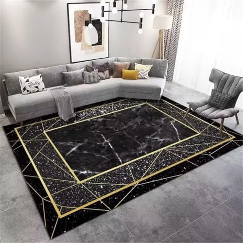 DJHWWD Auslegeware Wohnzimmer Dekoration Schwarzer Teppich für Flur Schlafzimmer rechteckiger Balkondekoration terasse teppu 150X200CM