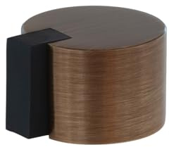 Imagen de producto EVI Herrajes | Fermaporta Adesivo in Ottone | Ø28x20mm | Finitura in Pelle Invecchiata | Protezione in gomma nera | Mod. 39128LCU