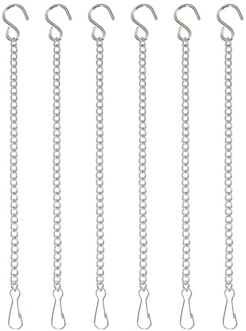 PATIKIL Hanging Chains with S-Hook, 6 Pcs Plant Hangers for Bird Feeders Planters Lanterns Wind Chimes Chalkboards and Ornament, Silver