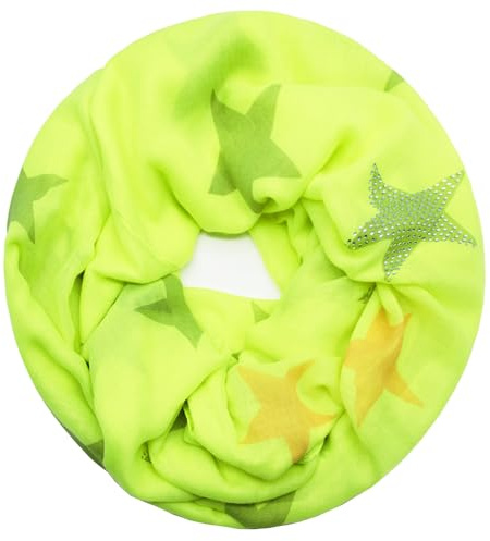 Glamexx24 Loop Schal mit Sternenmuster - Damen Leichter Langschal, Schlauchschal, Loopschal Tuch für Frühling und Herbst in vielen Farben