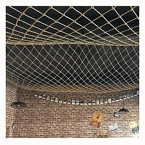 Filet d'escalade de jardin en corde de chanvre pour enfants - Filet de clôture tressé 6 mm x 15 cm - Ficelle en maille de jute (1 x 1 m)