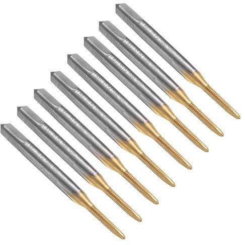 QUARKZMAN 8 Stück HSS Gewindebohrer, M1,6 x 0,35 Metrisch Metric Gewindeschneider, Titanbeschichtet, Rechtsgewinde