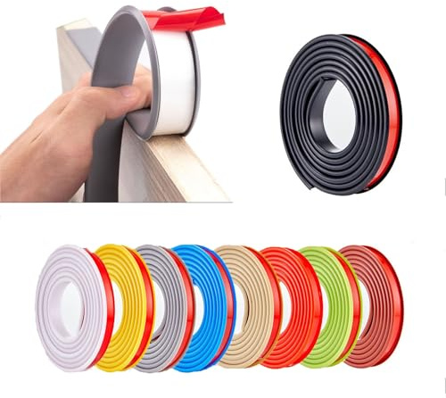 Generisch 5m×12mm U-Form Selbstklebend, Weichsockelleiste für Küche und Badezimmer, Möbelkantenband, Faltbarer Kantenschutz für Schrankkanten, Abschlussleiste, Arbeitsplatten(Beige)