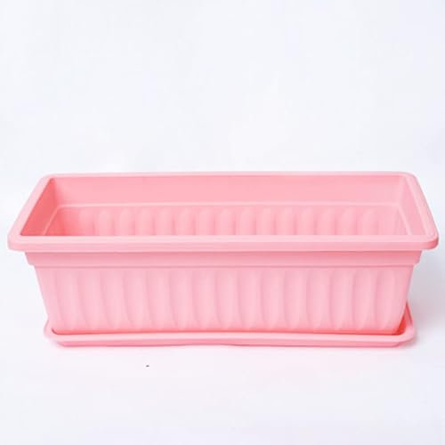 Namzi 1 Balkon Gemüsetopf, Haushalt Pflanzkasten Groß Rechteckig Gemüsetopf, Gartenarbeit Kreative Harz Kunststoff Rosa Ohne Tablett, Blumentopf 50 * 21 * 14 cm
