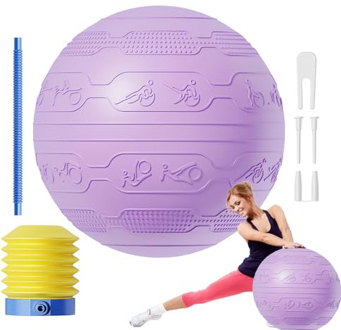 Gymnastikball, Dicker Anti-Burst Sitzball Trainingsball Inkl, Luft-Pumpe, Ball Für Fitness, Yoga, Gymnastik, Core Training Für Starken Rücken Als Büro-Stuhl