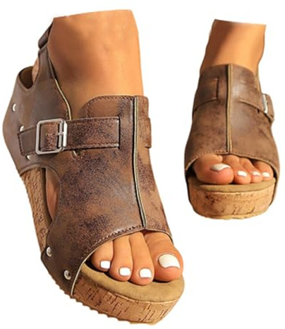 Genérico Zapatos Dorados Fiesta,Sandalias Trekking Mujer,Sandalias De Dedo Para,Zapatos Comodos,Zapatillas Azules,Zapatillas Casa Con Cuña,Ancho Especial Con Cuña Verano