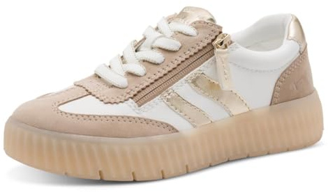 Tamaris Damen Wide FIT Sneaker flach mit Reißverschluss Freizeit, braun (beige Comb), 40 EU