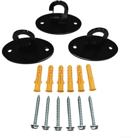 Anclajes de pared de banda de resistencia para bandas de ejercicio, soportes de hierro para uso en gimnasio, soporta hasta 800 libras, incluye 3 anclajes, 6 tornillos y 6 pernos de expansión