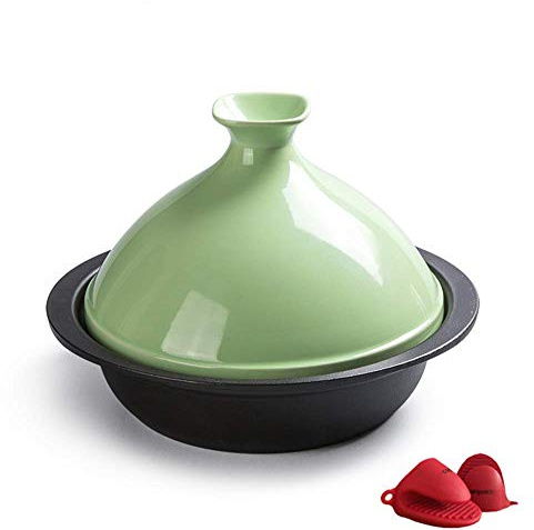 Tajine PotCasserole à tajine marocaine en fonte avec couvercles 24 cm Grand tajine marocain avec base en fonte émaillée et couvercle conique