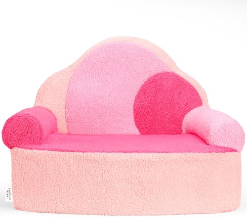 Luleko Kids Toddler Foam Chair | Cute Pink Soft Lounge Chair for Toddler Girls Ages 1–4 | Comfy Lightweight Reading Seat for Nursery, Bedroom & Playroom Décor
