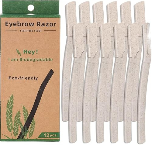 Lanjue 12 Stück Augenbrauenrasierer, Gesichtsrasierer, Sanfte Klinge, Beige | Sanfte Klinge, Präzises Formen, Für Flaumhaare, Feine Körperhaare, Oberlippe, Kinn, Wangen, Damen, Herren, Reise, Kosmetik