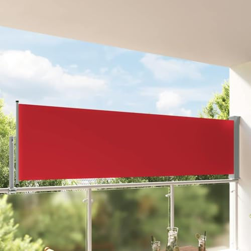 Nqyjm Toldo lateral extensible 100 x 300 cm, color rojo, protección contra el viento, toldo lateral, protección visual para balcón, terraza, jardín LH24384