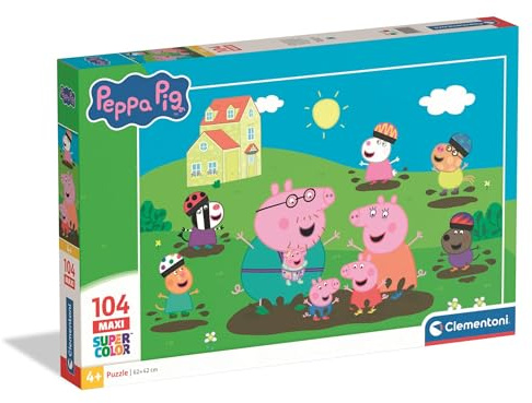 Clementoni Peppa Pig Kinder Puzzle 104 Maxi Teile | Peppa Pig Puzzle 62 x 42 cm cm für Kinder ab 4 Jahre - Puzzle von Clementoni 25017