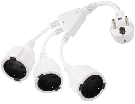 Doppelstecker Für Steckdose 3fach,250V/16A/ 3680W Steckdosenadapter 3fach 3 Fach Steckdosen Stromkabel Mehrfachstecker Outdoor 3 in 1 für Zuhause Büro
