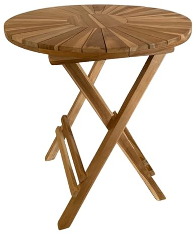 AXI Gia Gartentisch Klappbar Rund aus Teak Holz Ø 60 cm | Klappbarer Bistrotisch für Garten/Terrasse/Balkon/Outdoor | Klapptisch/Esstisch aus Teakholz für Draußen