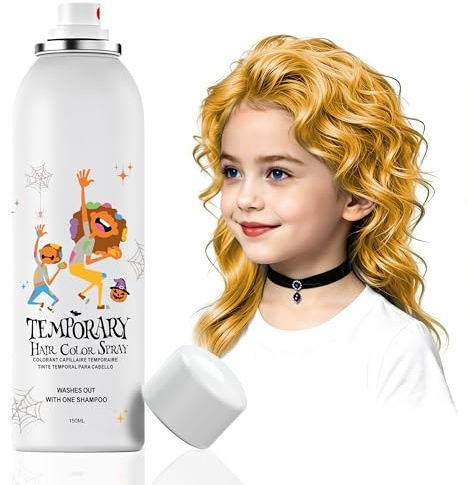 Mifeloy Temporary Hair Colour Spray, Washable Instant Gold Colour for Costume, Cosplay, Halloween, Christmas, Festivals & Styling, 150ml Non-Sticky Party Hair Dye for Teens Men & Women