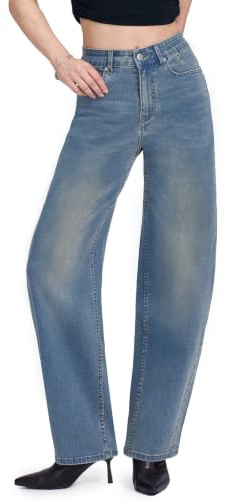 Chasehot Barrel Jeans for Women, High Waisted Stretchy Trendy Wide Leg Jeans Relaxed Fit Baggy Boyfriend Denim Pants