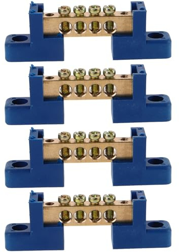 PRETYZOOM Kit Morsettiera di Terra in Rame 4 Pezzi con 4 Fori e Posizioni Terminali per Connessioni di Messa a Terra Sicure in Quadri di Distribuzione