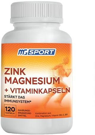 EZ-MG Hohe Absorption Zink und Magnesium - Bauchfreundlich - Zur Muskelregeneration - Mit Vitaminen B6, E & B9 (Folsäure) - 120 Kapseln