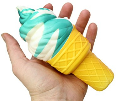 Curious Minds Busy Bags Large Ice Cream Cone Squishy Slow Rise Sweet Treat - Sensory, Stress, Fidget Toy (Brown)