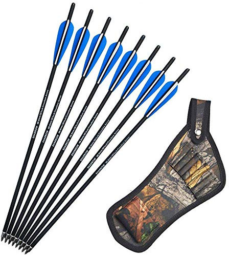 SHARROW 12 x Armbrustbolzen 20 Zoll Carbonpfeile Armbrustpfeile 16 17 18 22 Zoll Bolzen für Armbrust mit Pfeilköcher Armbrustpfeil Köcher (Blau, 20)