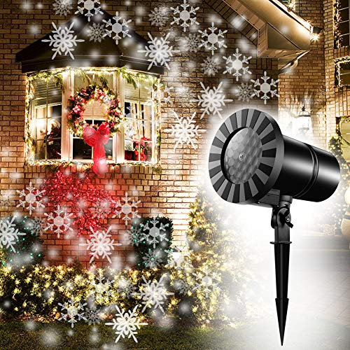 LED Schneeflocke Projektor,LED Weihnachtslicht Wasserdichte Projektionslampe,drehender beweglicher Schneefall-Scheinwerfer für Weihnachten Valentinstag Hochzeits Landschaft und Garten Dekorationen