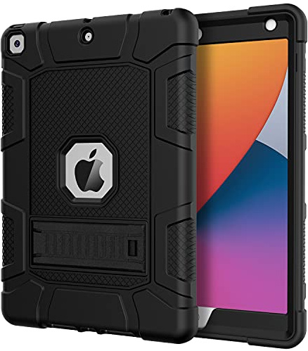 Azzsy Case for iPad 9th Generation/iPad 8th Generation/iPad 7th Generation (10.2 Inch, 2021/2020/2019 Model), Slim Heavy Duty Shockproof Rugged Protective Case for iPad 10.2 inch, Black