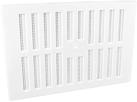 Rejilla de ventilación ajustable de plástico blanco de 9 x 6 pulgadas con cubierta de protección contra insectos
