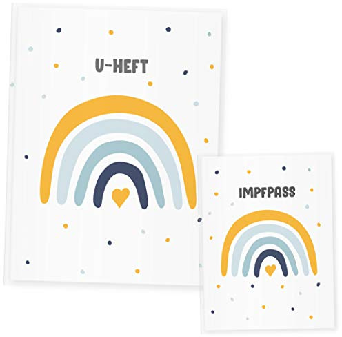 U Heft Hülle Regenbogen, Uheft Hülle & Impfpass Hülle Set, (Uheft Set, Regenbogen 3)