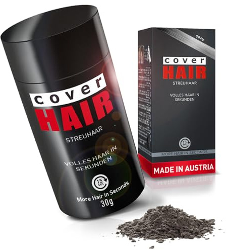 Cover Hair® Premium Streuhaar - 26g I Schütthaar zur Haarverdichtung & Ansatzkaschierung - Natürlicher Look in Sekunden I Hair Fiber für Männer & Frauen I Streuhaar Grau