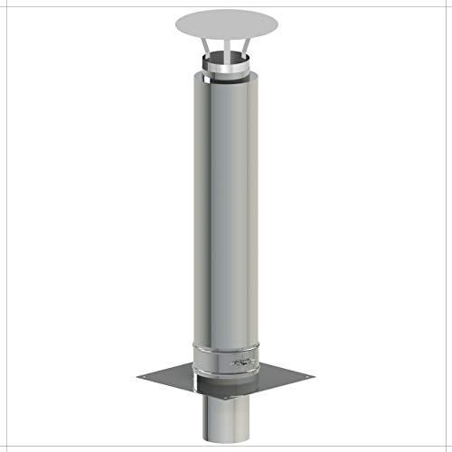 Kamin-Verlängerung 180mm 1m Länge NewLine Erhöhung Schornstein-Aufsatz Edelstahl 25mm Isolierung 0,5mm Materialstärke Erweiterung für gemauerten Schornstein Zugverbesserung