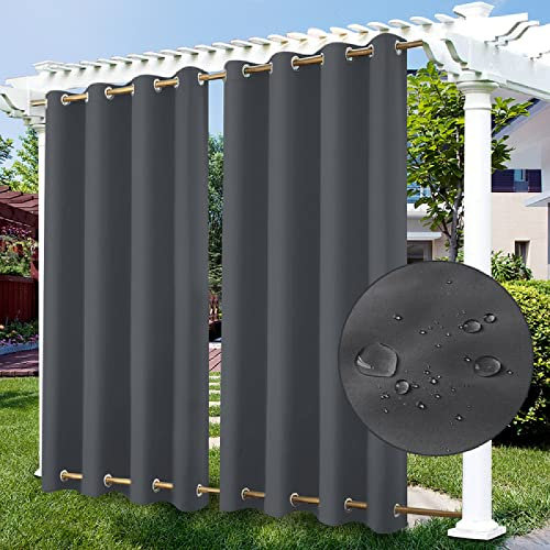 ZJXSNEH Outdoor-Vorhang, wasserdichte und wärmeisolierte Doppelösen(Oben und unten) Windschutz-Terrassenvorhang Halten Sie Privatsphäre Dunkelgrau(Breite x Hoch) B300cm x H240cm x 1PC